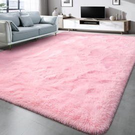 Lascpt Super Soft Shag Area Rug for Living Room, 4x6 ft Pink Rug for Girls Bedroom, Modern Plush Throw Rug for Kids Room, Fuzzy Floor Carpet for Indoor Dorms Office Nursery Women Boys Home Decor