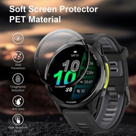 T Tersely【4+5Pack】PMMA Screen Protector for Garmin Forerunner 970/570 (47MM 2025) with Anti-dust Plugs 5Pcs Ultra Clear PMMA Curved Film, Protective Full Coverage Film Accessories