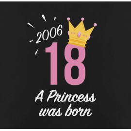 Cushion 50 x 50 cm – 18th – Eighteenth Birthday Girl Princess 2006 – 50 x 50 cm – Black – Gift 18 for 18th Men's Pillow Boy Eighteen (18) 18th for 18th Birthday 2004 Gifts Born 18th