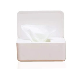 TRAMILY Tissue Storage Box Case, Enlarged Capacity Wet Wipes Dispenser Holder, Facial Tissue Dispenser Box with Lid Sealed Rectangular for Home Office, Bathroom Kitchen Bedroom-White