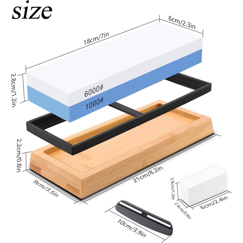 Premium Whetstone Knife Sharpening Stone Kit,2 Side Grit 1000/6000 Whetstone