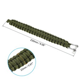 PATIKIL Survival Paracord Bracelets, 2 Pack Braided Bracelet with U-shaped Stainless Steel Buckle Party Favors Camping Gifts Outdoor Wraps for Men, Army Green