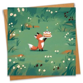 PEONYNFOX Cute Fox Birthday Card for Family Best Friend Colleague - Size 4.7"x6.3" Blank Inside with Kraft Envelope