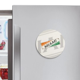 Unbranded Miami Retro Travel Tin Sign | 4'' X 4'' Round Decorative Magnet