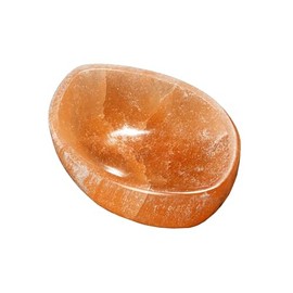 NKlaus Peach Selenite Eyes Oval Bowl 10.5 x 7 x 3 cm - Hand Carved Oval Selenite Bowl, Ideal for Jewellery, Gemstones or Tea Lights, Natural Energy Work, Soothing Decoration 16291