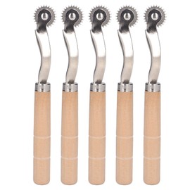 5-Piece Tracing Wheel Sewing Tool Set with Solid Wood Handle Stainless Steel for Leather Paper Cloth Marking