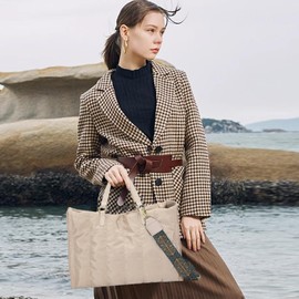 NICOLE & DORIS Handbag Large Women's Shopper Bag Puffy Tote Bag Soft Shoulder Bag Lightweight Shoulder Bag Carry Bag for Everyday, School, Travel, khaki