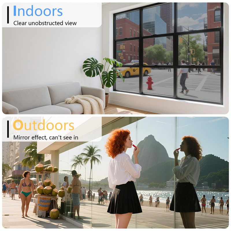 Finnez One Way Privacy Window Film Reflective Mirror Home Window