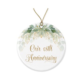 HTDesigns 18th Christmas Ornament - Wedding Gift for Couple - Parents 18 Years Anniversary Ornament Printed on Both Sides