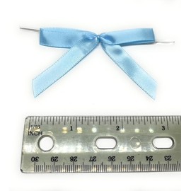 Weststone 50pcs 2 1/2" Solid Light Blue or Baby Blue Satin Fabric Pre-Tied Ribbon Bows for Treat Bags, Gift Bags, Bakery Candy Bags