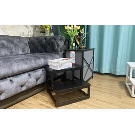 YAKANJ Step Stools for Adults Kids, Heavy Duty Sturdy Metal Frame Hold Up to 500 Lbs Capacity for Kitchen Bathroom Bedroon -Black