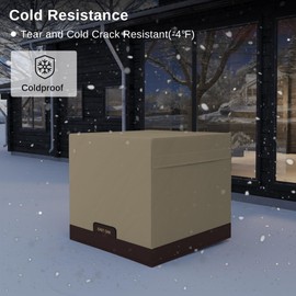 EAST OAK 28Inch Fire Pit Table Cover for Outdoor Propane Fire Pit Table, 600D Heavy-Duty Fabric, Waterproof, Dustproof and All-Weather Resistant (28''L x 28''W x 25.6''H, Beige)