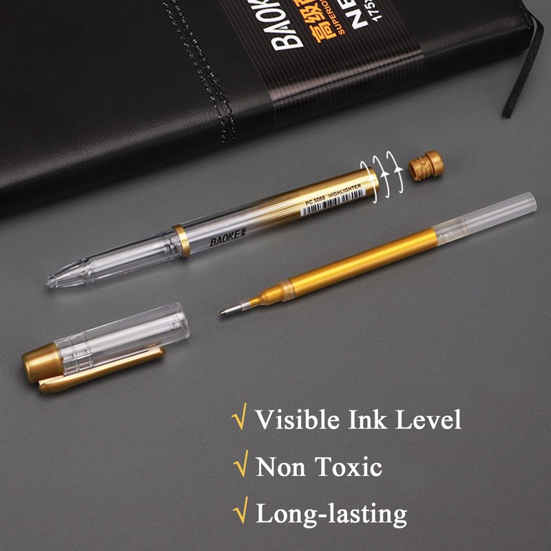 Gold Pens Metallic Gel Ink 1.0mm Tip Highlight Marker Rollerball