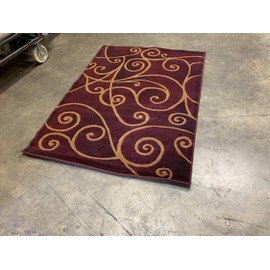 Gallery Modern Abstract Swirl Rug Burgundy Black & Beige Design GL23 (5 Feet 2 Inch X 7 Feet 1 Inch)