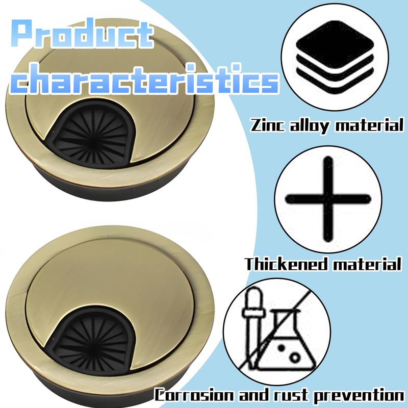 4Pcs Desk Plug Hole Cover, Desk Cable Grommet 60mm, Round