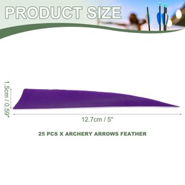 YELARXI Arrow Vanes Turkey Archery Arrows Feather Fletching, 5 Inch Right Wing Fit for Hunting Target Shooting (25Pcs Purple)