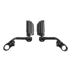 XFMT 1.25" Long Angled Adjustable Highway Footpegs Crash Bar Foot Rests Universal Fits For Harley Davidson Honda Kawasaki Suzuki Yamaha (Black Style 4)