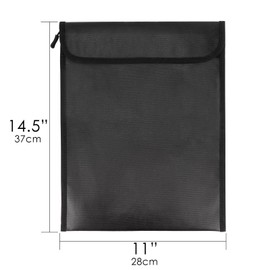 TOCCOOL Fireproof Document Bag, Fireproof Bag, Important Document Storage Bag, Zipper Design, Suitable for Certificates, Tablets, Document Bags (Black 37 x 28cm)