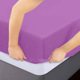 Moonlight Bedding Double Fitted Sheet - 25cm Deep Pockets Ultra Soft Brushed Microfiber Purple Double Fitted Bed Sheets Breathable, Fade Resistant Easy Care Double Bed Sheet (137 x 190 Cm)