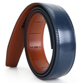 Nelbons Men's Belt Ratchet Automatic Belt for Men 35 mm Wide Leather Belt, 1 3/8 Inch Without Buckle, Y-navy blue