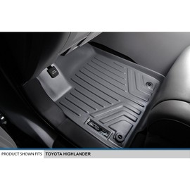 SMARTLINER All Weather Custom Fit 1st Row Gray Floor Mat Liner Set Compatible with 2014-2019 Toyota Highlander