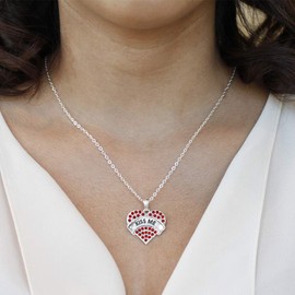 Inspired Silver - Kiss Me Red Candy - Silver Necklace for Women - Red Pave Heart Pendant Chain Necklace Jewelry Gift with Cubic Zirconia - Women's Necklace Charm with Lobster Claw Clasp