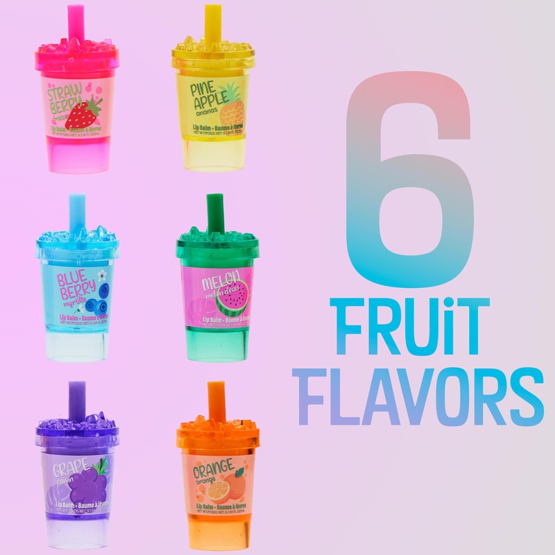 6pc Smoothie Lip Balm Set – Fruit-Scented Lip Glosses in