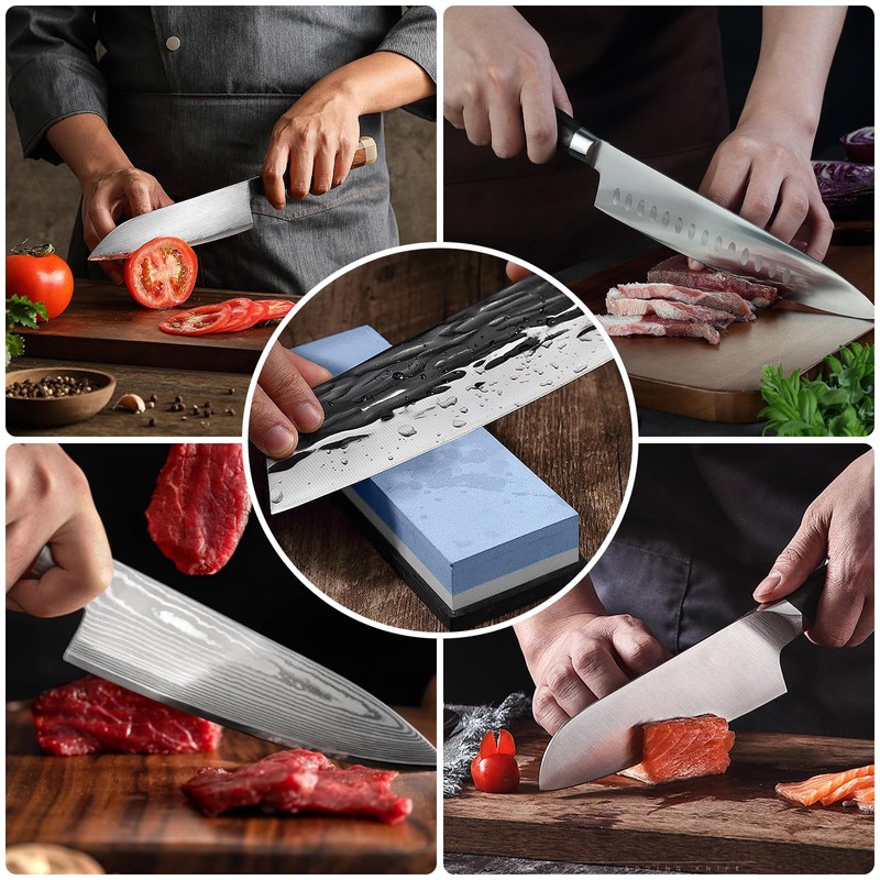 Whetstone Sharpening Stone Set, Dual Sided Grit 1000/6000 Knife Sharpener