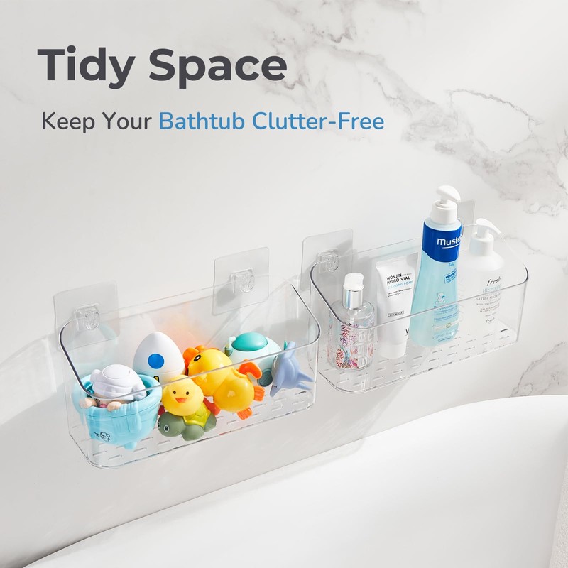 CQUNM Bath Toy Storage Holder for Bathtub, Clear Bath Toy