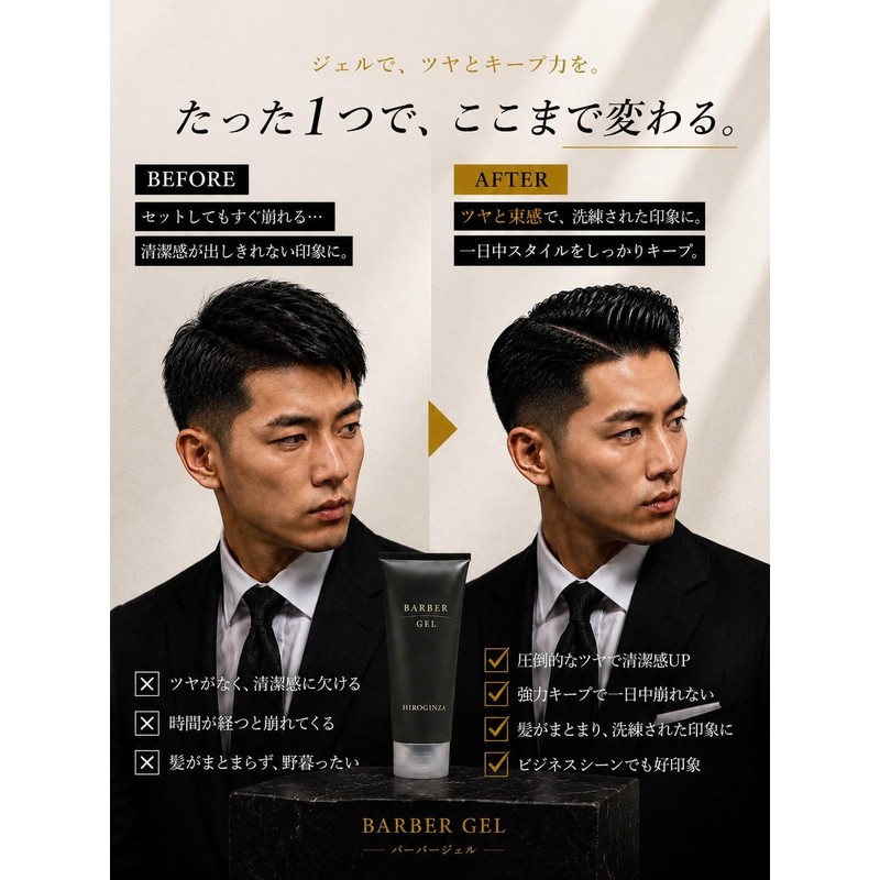 Hiro Ginza 【Barber Series】Barber Gel 200g Men's Hard Gel, Keep