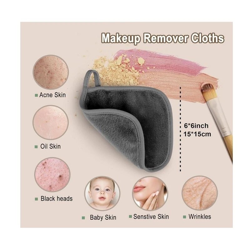 Makeup Remover Cloth, 6 inch x 6 inch Reusable Makeup