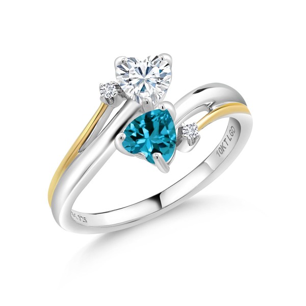 Gem Stone King 925 Silver and 10K Yellow Gold Moissanite