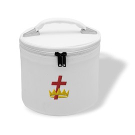 Core Plus Group Machine Embroidery Knight/Templar Fez Case, Deluxe Masonic Fez Cap Case, Imitation Leather, Hat/Cap Storage Box,Display Box for Masonic & Eastern Star Fez Hats