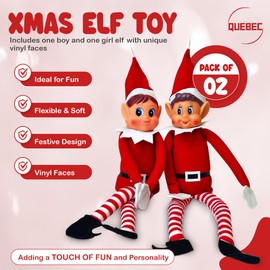 Quebec Christmas Elf mischief makers: Playful naughty elves with soft bodies & vinyl faces, hook and loop grip for family fun - naughty elf and elf on the shelf Inspired (12inch Couple)