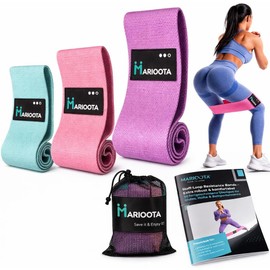 Bandas largas de Tela para Fitness, Juego de 3 Bandas de Resistencia Diferentes, Bolsa de Transporte con Asas y Anclaje de Puerta, Bandas de