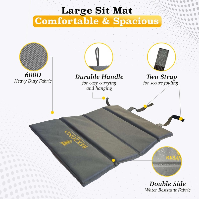 REXZONO Folding Sit Mat - Waterproof, Moisture-Resistant, Portable Sitting Cushion.
