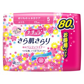 [Large Capacity] Natural Smooth Skin Absorbent Panties Liner (Regular), 0.2 fl oz (5 cc), 6.7 inches (17 cm), 80 Sheets