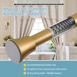 EBOATOP Gold Shower Curtain Rod - Tension Curtain Rod Adjustable 32 to 62 inch Spring Tension Shower Rod No Drilling Non Slip, Gold