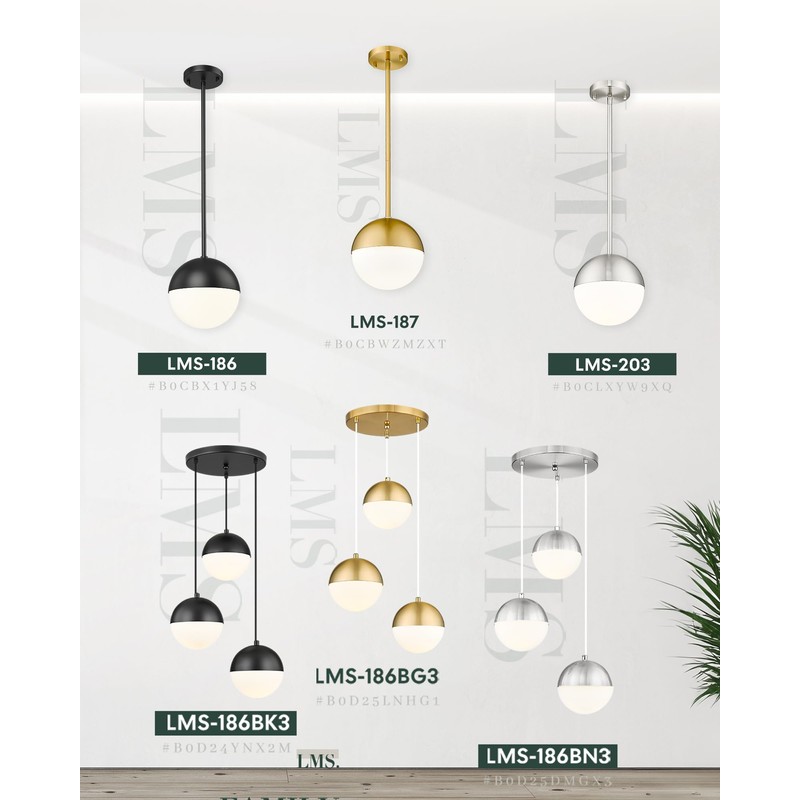 LMS Modern Pendant Lighting Gold Globe Pendant Light Fixture, Mid