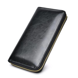 Toyonco Men's Long Wallet, Large Capacity, Genuine Leather, Luxury Leather, Coin Purse, Cowhide Leather, Men's Wallet, Made by First-class Leather Craftsmen, Simple Gift, Includes Cosmetic Box,