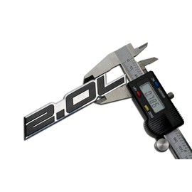 ERPART 2.0L Liter Embossed Black on Highly Polished Silver Real Aluminum Auto Emblem Badge Nameplate Compatible with KIA Subaru