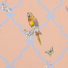 Kt KILOtela - Digital Printed Canvas Fabric - Half Panama 100% Organic Cotton - Oeko-Tex Standard 100 - Width 280 cm - Choice of Length 50 to 50 cm | Hummingbird, Butterflies Voyage - Pink, Blue