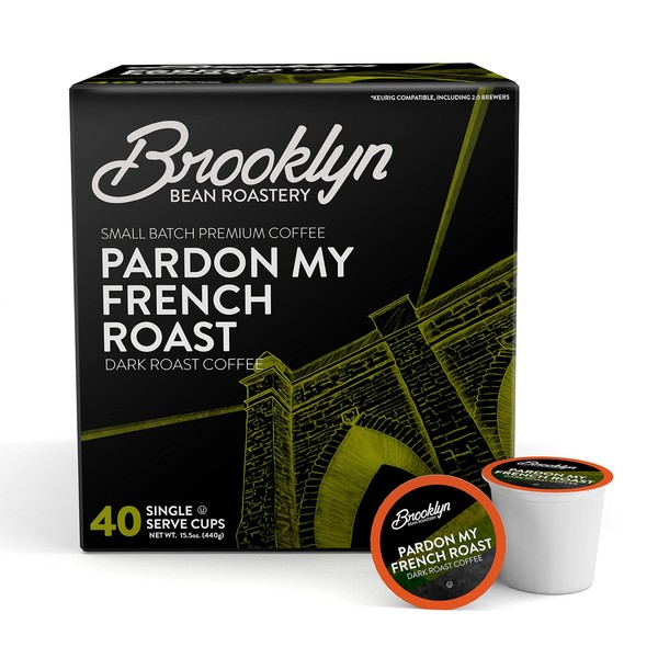 Brooklyn Beans French Roast Coffee Pods, Compatible with 2.0 K-Cup Brewers, 40 Count