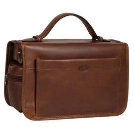 piké Toiletry Bag Genuine Leather Men Women Vintage Leather Wash Bag Brown 022102, brown