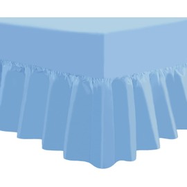 NIYS Luxury Bedding Percale Polycotton Extra Deep Frilled Valance Fitted Sheet - Lightweight, Soft (135 x 190 x 25 Box Fit x 38cm Frill) (Double, Sky Blue)