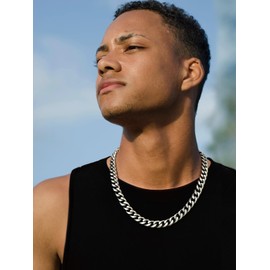 U7 Men Chunky Cuban Chain 12mm Wide Stainless Steel Miami Cuban Link Chain Necklace for Rapper Father 30"