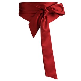 mini kitty Women’s Satin Sash Belts Self Tie Wrap Ribbon Bow Bridal Belt Bridesmaids Sash Dress Belt for Wedding Prom Evening Occasion (Red, One size)