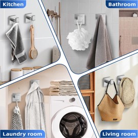 warlve Brushed Nickel Towel Hooks for Bathrooms, Heavy Duty Wall Mounted Stainless Steel Modern Hook, 4 Pack – Ideal for Hanging Towels, Robes, Coats, in Kitchen, Bedroom, Bathroom, or Hotel