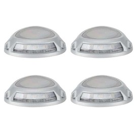 Step Light with Motion Sensor, Set of 4 Driveway Lights, Grey Cast Aluminum, 25 Lumen Solar Lights for Outdoor Steps, Patio, Boat Dock, Pool Deck, Pathways