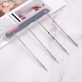 Set of 4 extruders Facial sebum acne extrusion nose blackhead milia millet pimple remover tweezers tongs 2ea